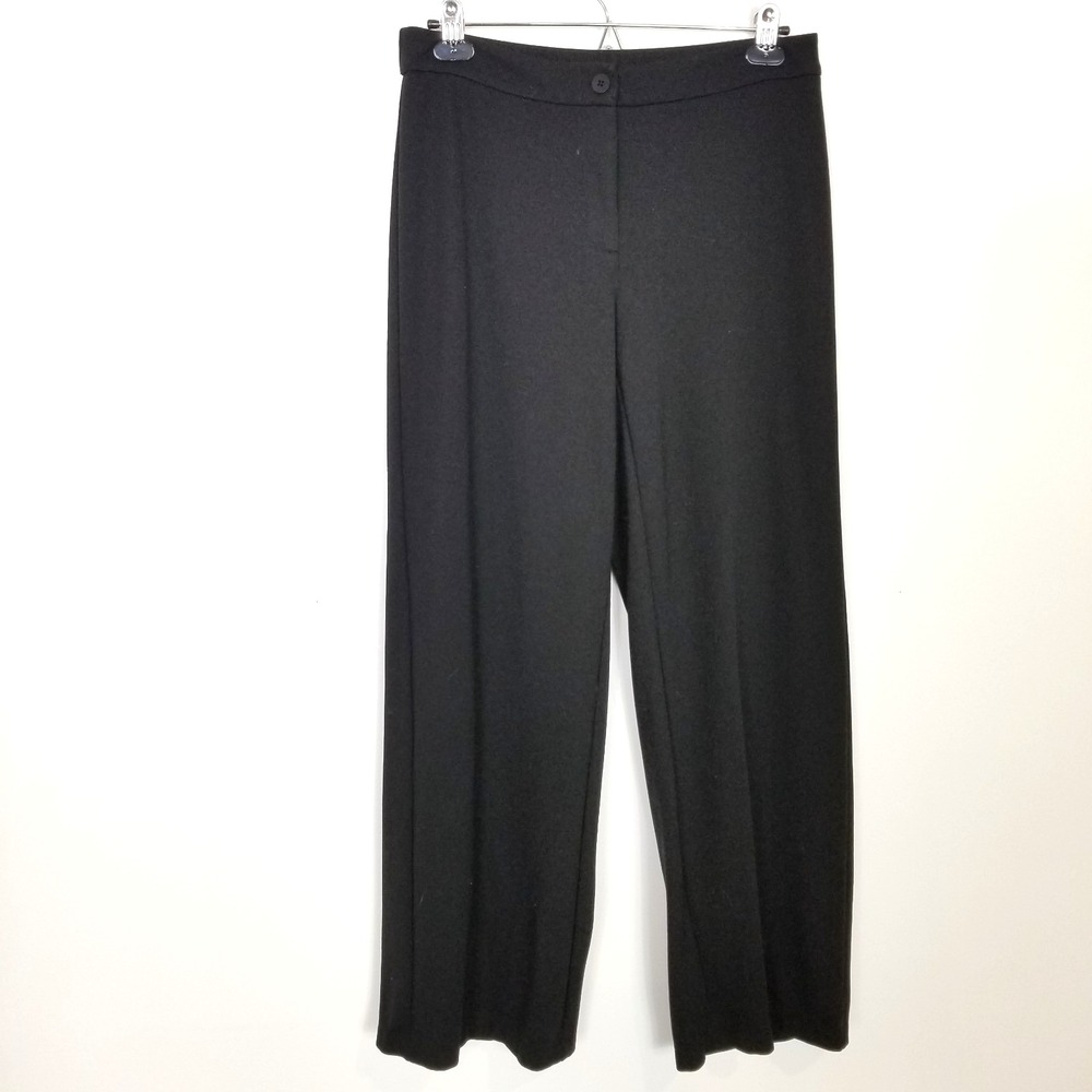 Eileen Fisher Women Wide Leg Pants Sz S Black‎ Terry Tencel Classic Preppy